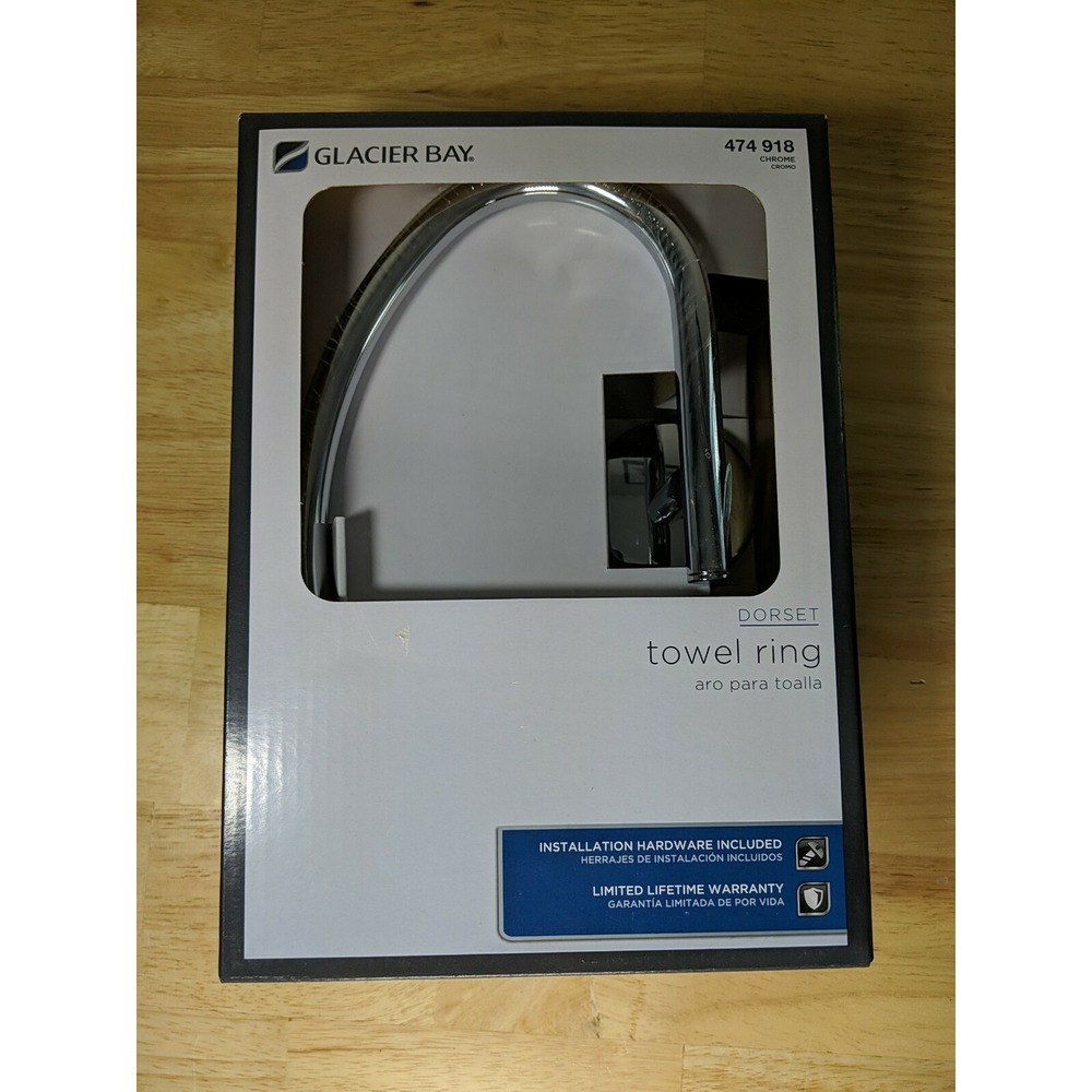 Glacier Bay Dorset Towel Ring Chrome Bathroom Wall Mount 474 918 B2552301CP NEW